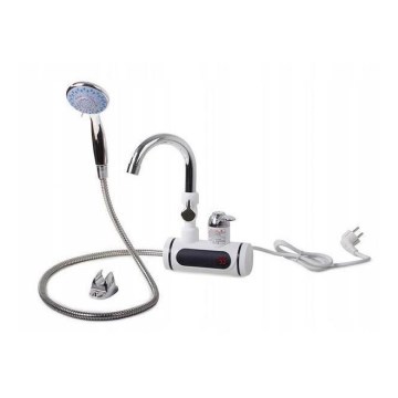 Durchlauferhitzer mit Sprühvorrichtung und LCD-Anzeige 3000W/230V IPX4 weiß
